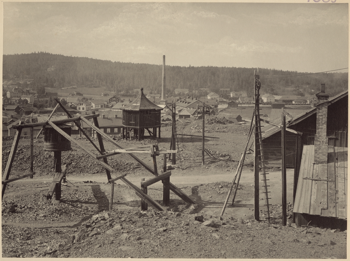Utsikt över samhället från gruvan i Kopparberg.