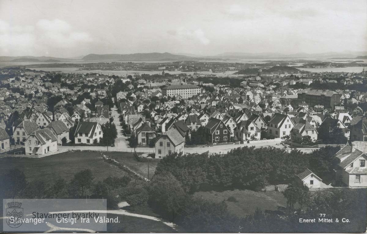Utsikt fra Våland, Thorbjørn Hornklovesgt, Furrasgt, Frue Meieri og Våland skole
