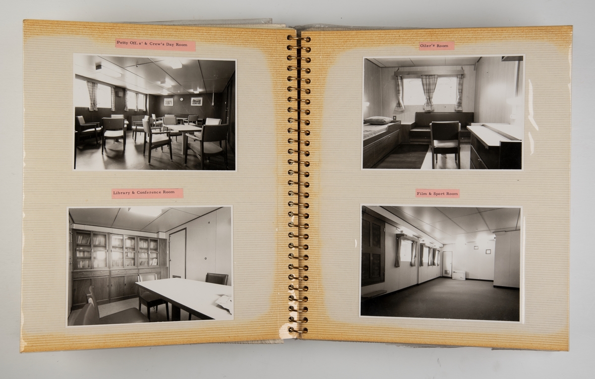 Album med fotografier av interiøret av motorskipet 'Takasago' juni 1972.