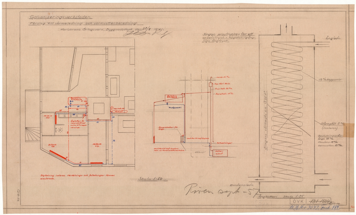 Galvaniseringsverkstaden, förslag till värmeledning och varmvattenberedning