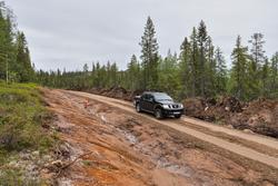 Nylig utbedret skogsbilvei øst for Kjølbergmyra på Finnskoge