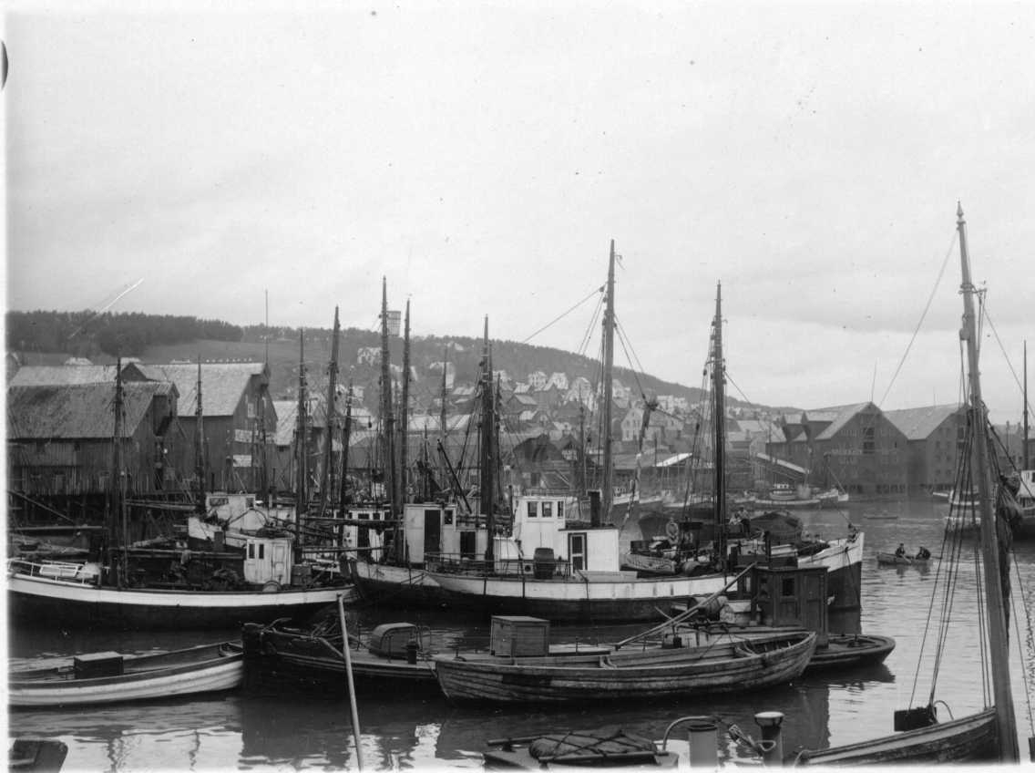 Fartyg och båtar vid kaj, troligen i Tromsö.