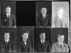 Individuelle portretter av sju sittende elever i dress fra S