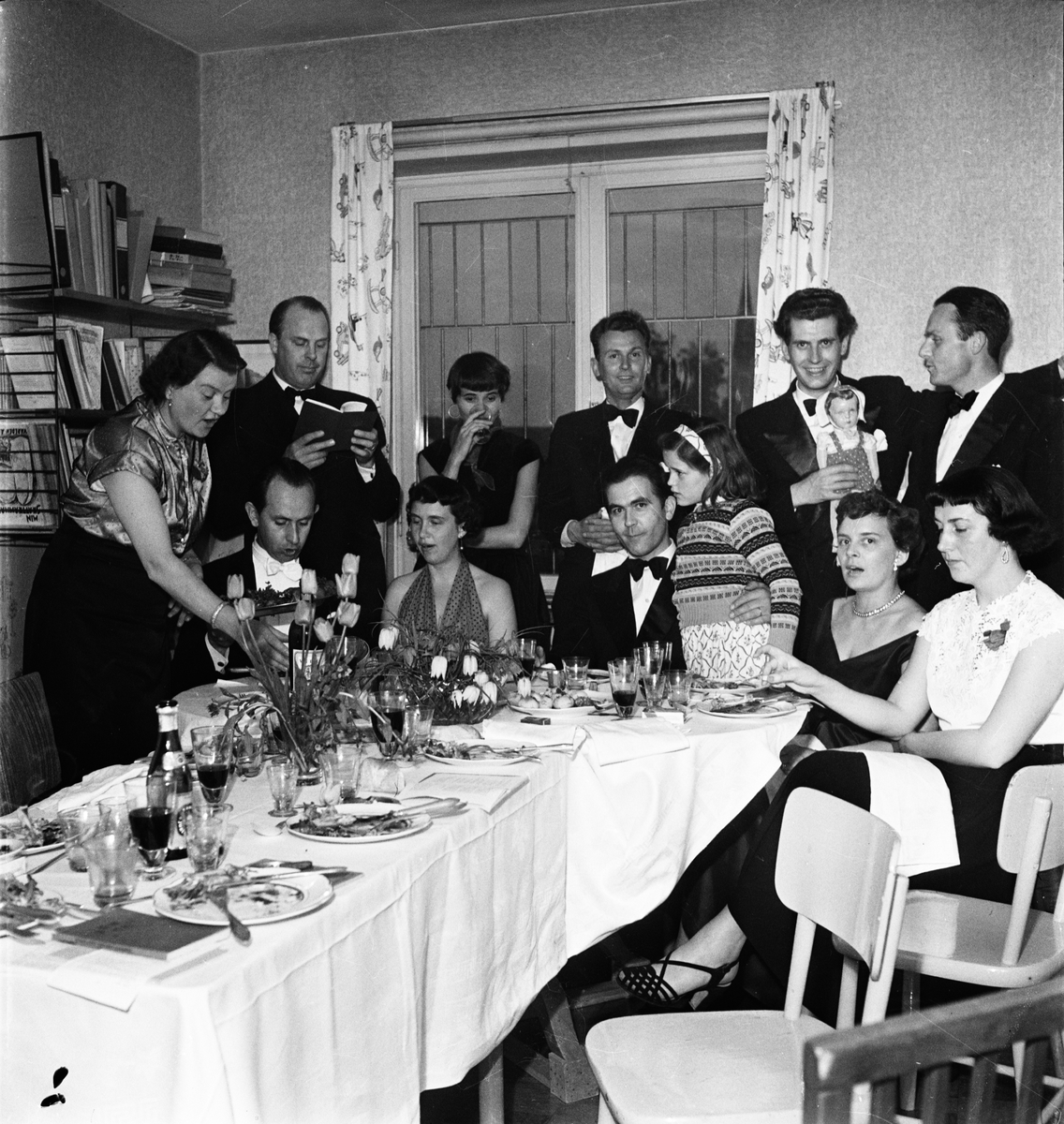 Middag för kollegor hos Österberg, Uppsala 1954
