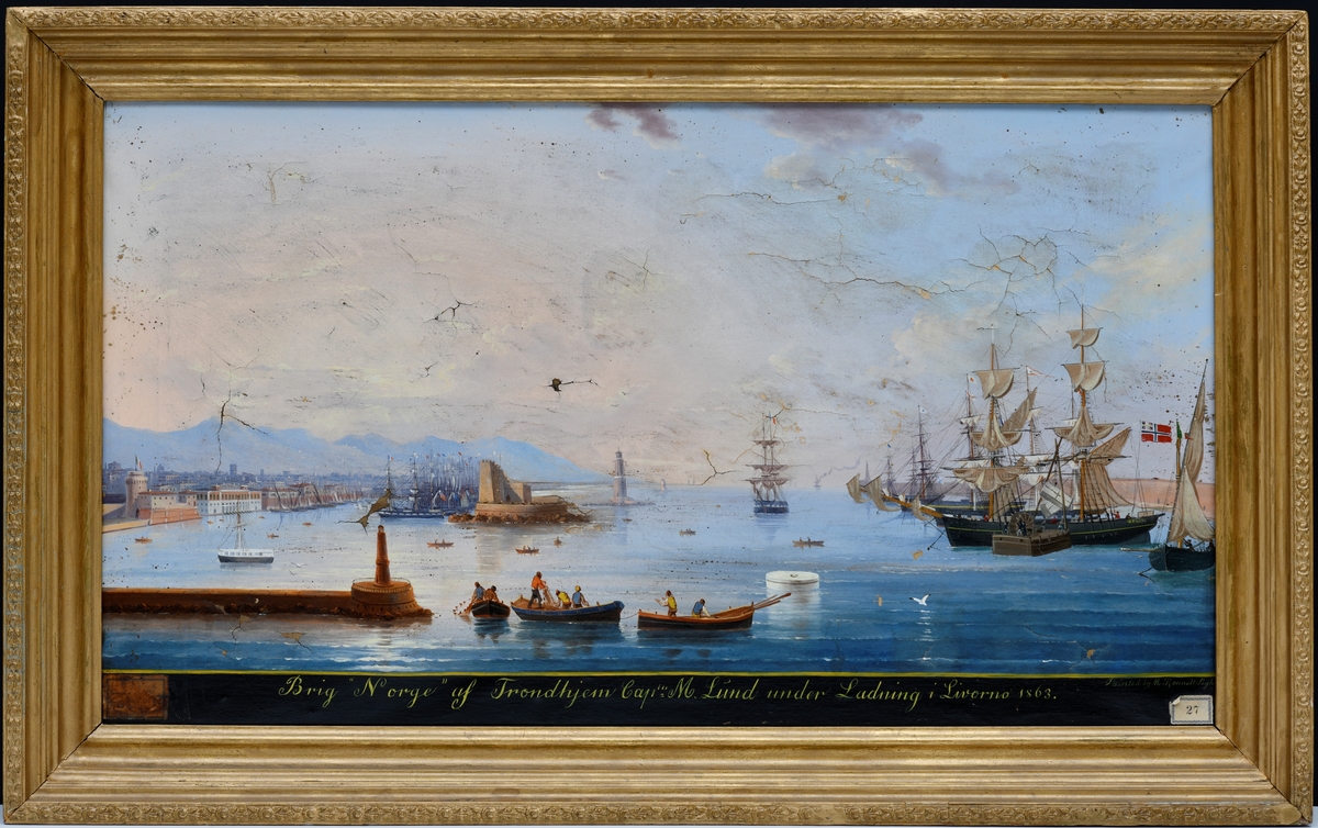 Brigg Norge i havn i Livorno, Italia 1863.