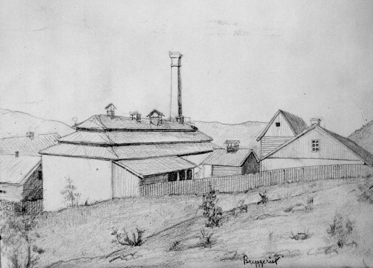 Repro: Tegning av Lillehammer bryggeri