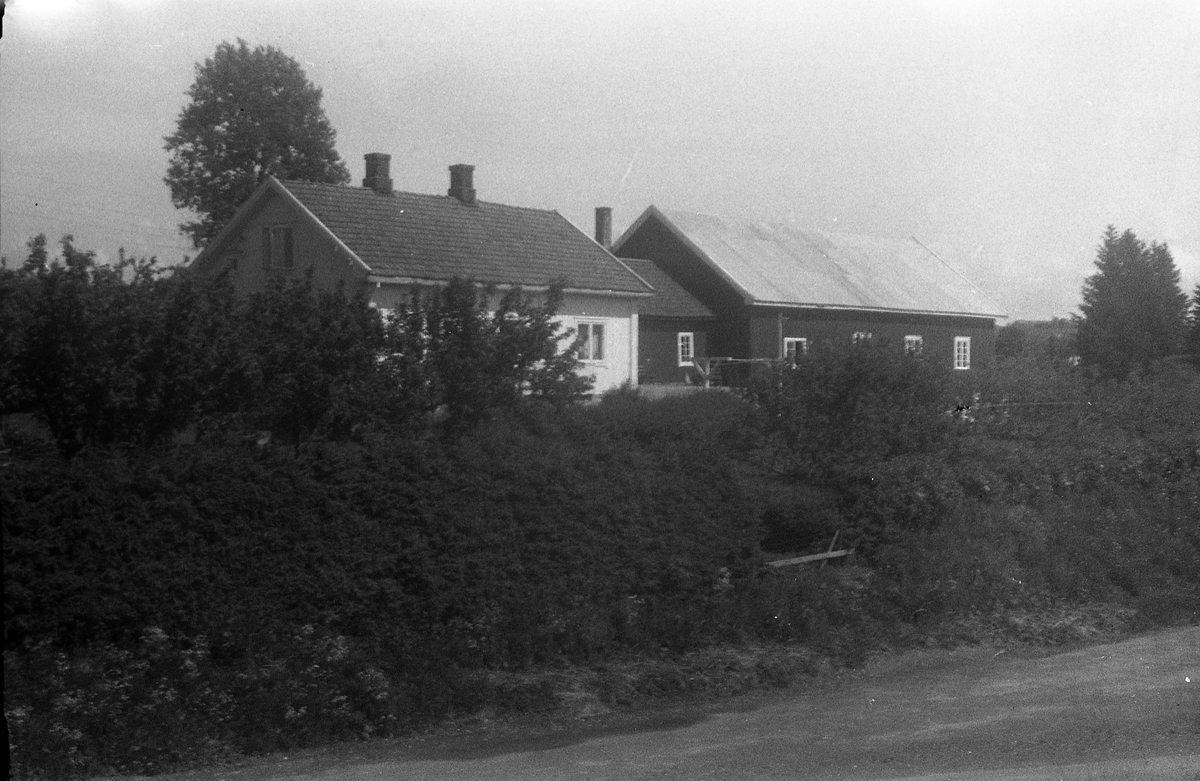To nær identiske bilder av eiendommen Birkeland på Kraby, Østre Toten. Bildet er tatt på ettersommeren 1961.