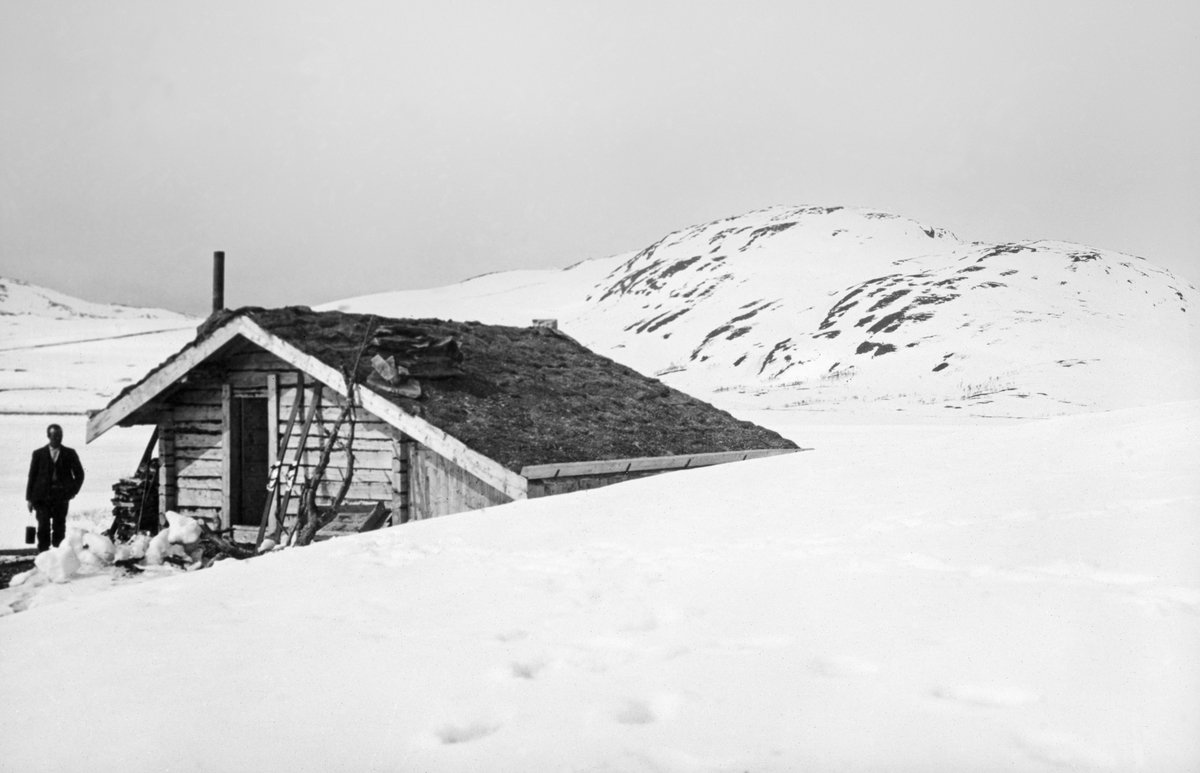 Lappeoppsynsstue ved Øvre Elsvatnet i Hattfjelldal kommune, fotografert i 1912.  Det dreier som en lav, koieliknende bygning, oppført av laftetømmer med torvtekket saltak, og med et lite tilbygg av bordkledd bindingsverk langs den ene langveggen.  Huset hadde inngangsdør på gavlveggen.  Ved siden av døra sto det oppreist et par ski, forståelig nok, ettersom det lå snø i det omliggende fjellterrenget da dette fotografiet ble tatt.  Ved siden av huset sto det en mann.  Bygningen ser ut til å ha vært ny da dette fotografiet ble tatt.  Jfr. informasjon under fanen «Opplysninger».