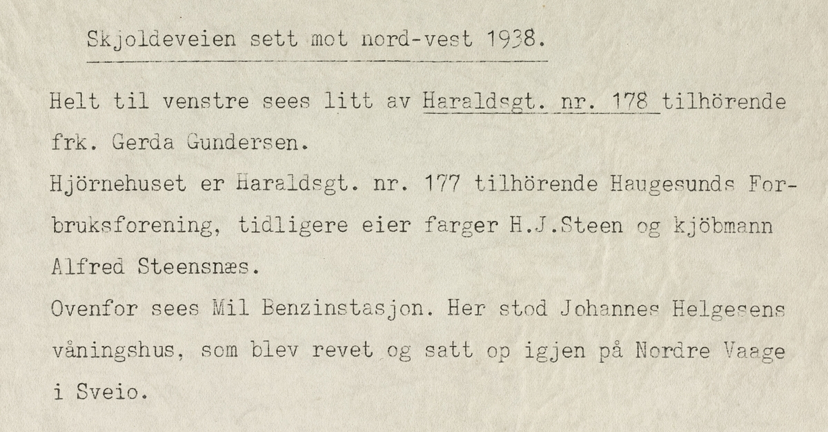 Skjoldavegen sett mot nordvest, 1938. - Haugalandmuseet / DigitaltMuseum