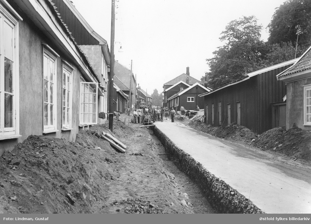 Nedlegging av vann- og kloakkledning og telegrafkabel, Verket i Moss 1938.