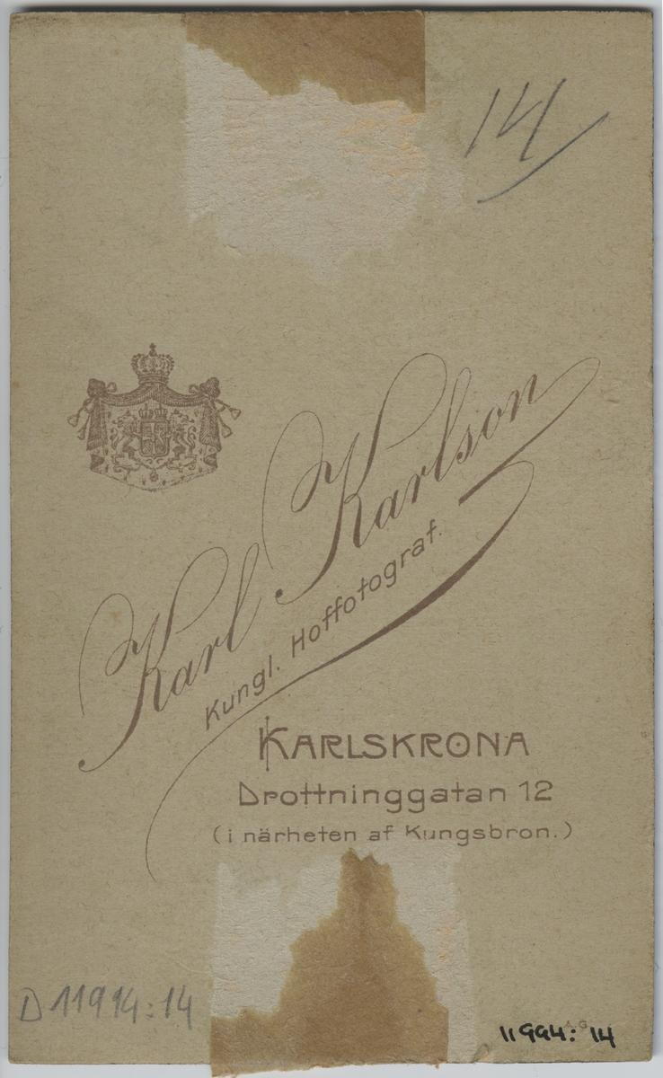 Visitkortporträtt av Johan Alfred Lagström, medlem i Sjöunderofficerssällskapet i Karlskrona.