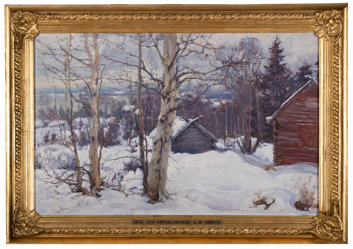 Oljemålning "Vinterlandskap" av Vasili Levi, 1934.