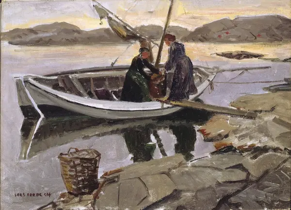 To kvinner i en båt [Maleri]