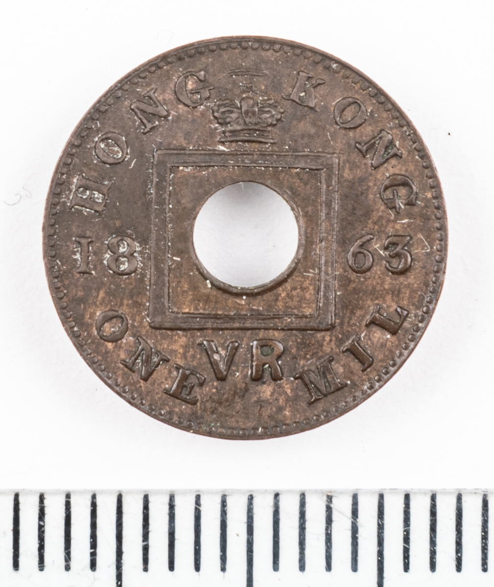 Mynt, Hongkong 1863, 1 Mil.