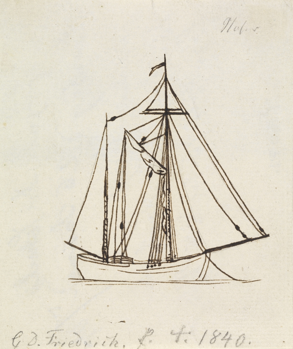 Seilbåt [Tegning] - Nasjonalmuseet, billedkunstsamlingene / DigitaltMuseum