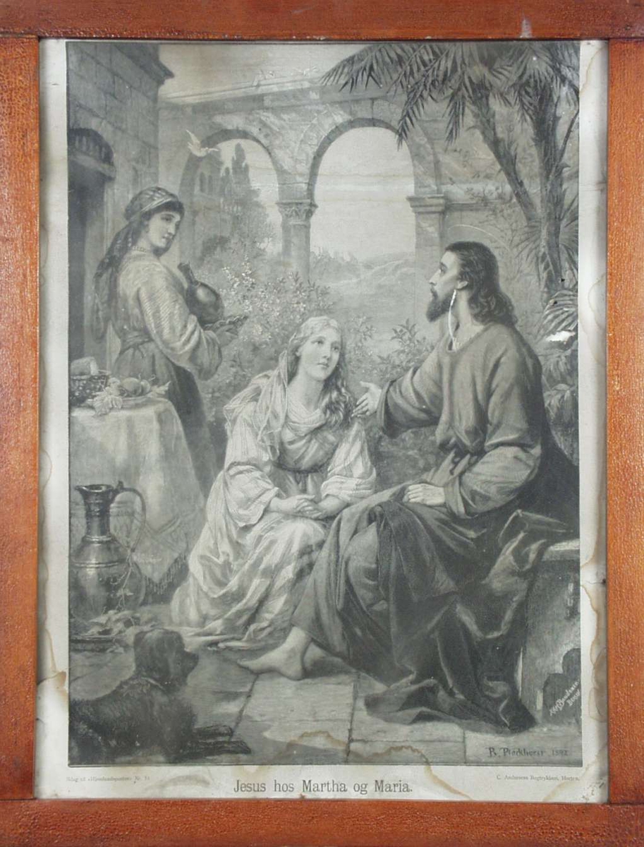 Jesus sittende hos Martha og Maria.