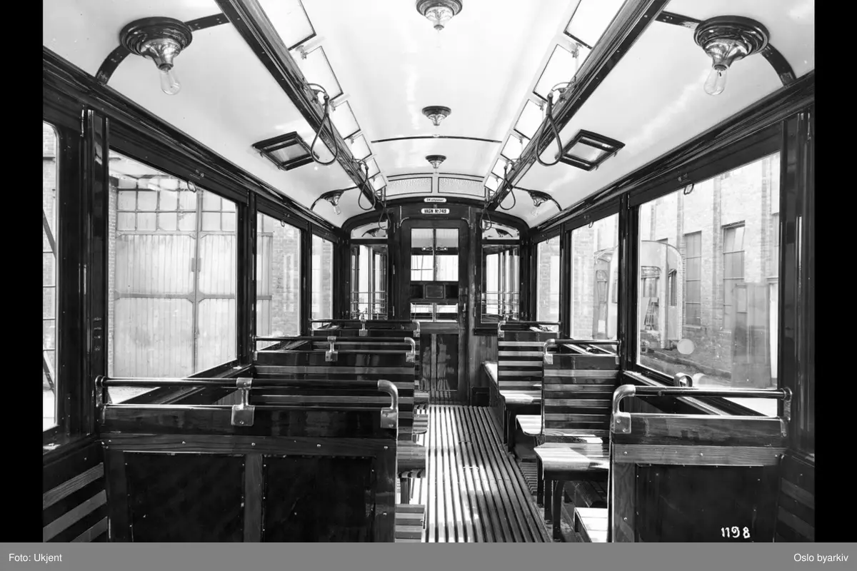 Vogn bygget for sporveien i Stockholm, interiør