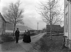 Parti frå Eidsvåg, naustrekke ved Sjøgarden.