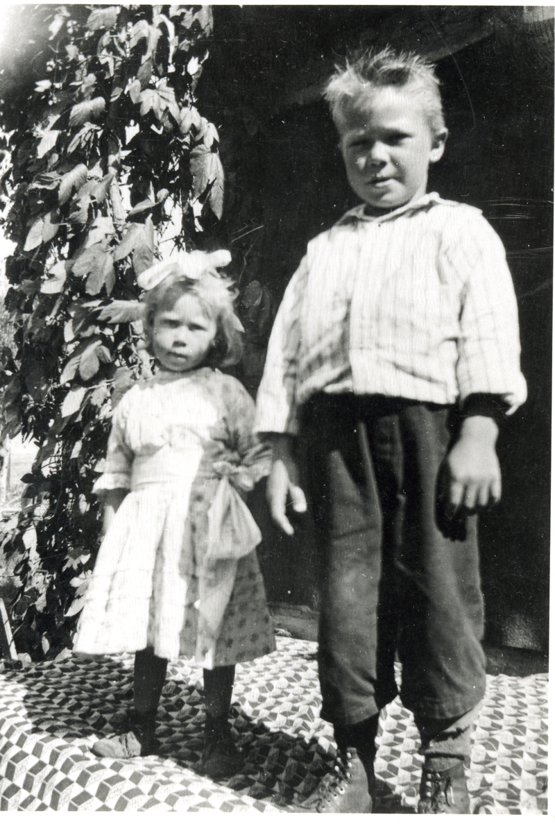 Portrett,Kjole,skorte og bukse. Son og dotter til Knut Nelson Svingen ...