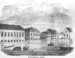 Hamar, Strandgata, mjøsflommen 1860, Flommen 1860, illustras
