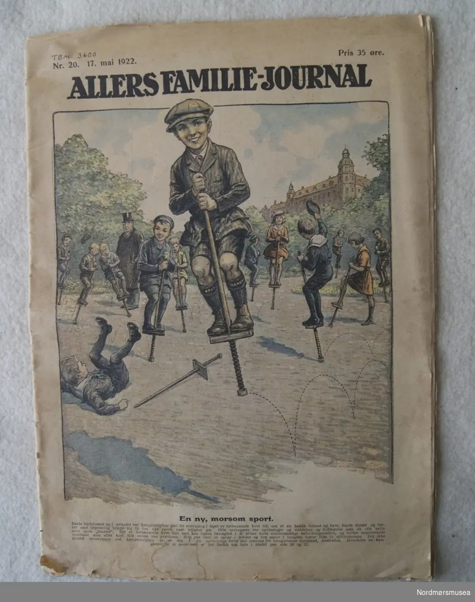 Ukeblad i avisformat. Utapå er det et stort fargebilde av barn med hoppestokker.