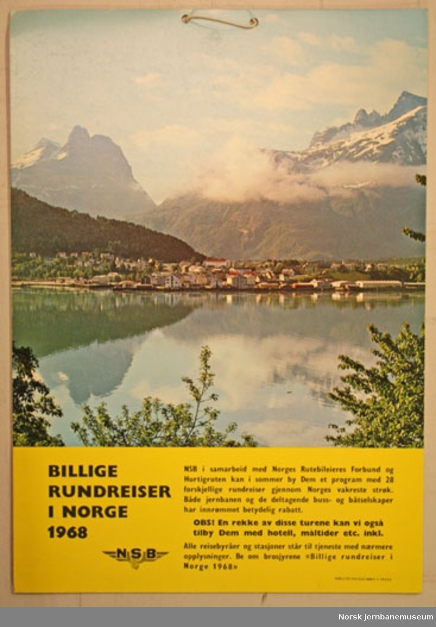 Reklameplakat : Billige rundreiser i Norge 1968