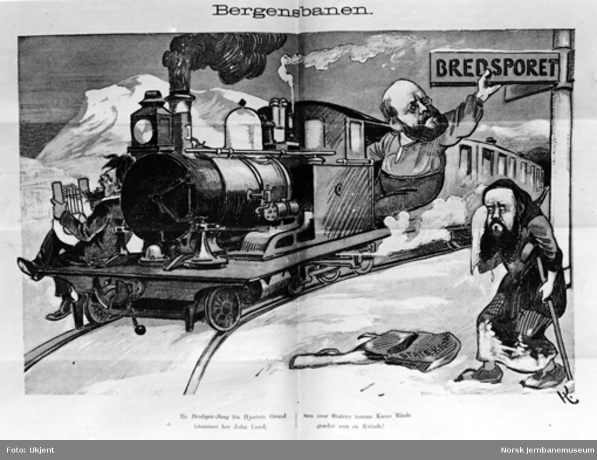 Humoristisk tegning : Bergensbanen - bredsporet