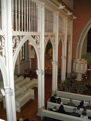 Sarpsborg kirke. 1. juledag, 25.12.2007. Oversiktsbilde fra 