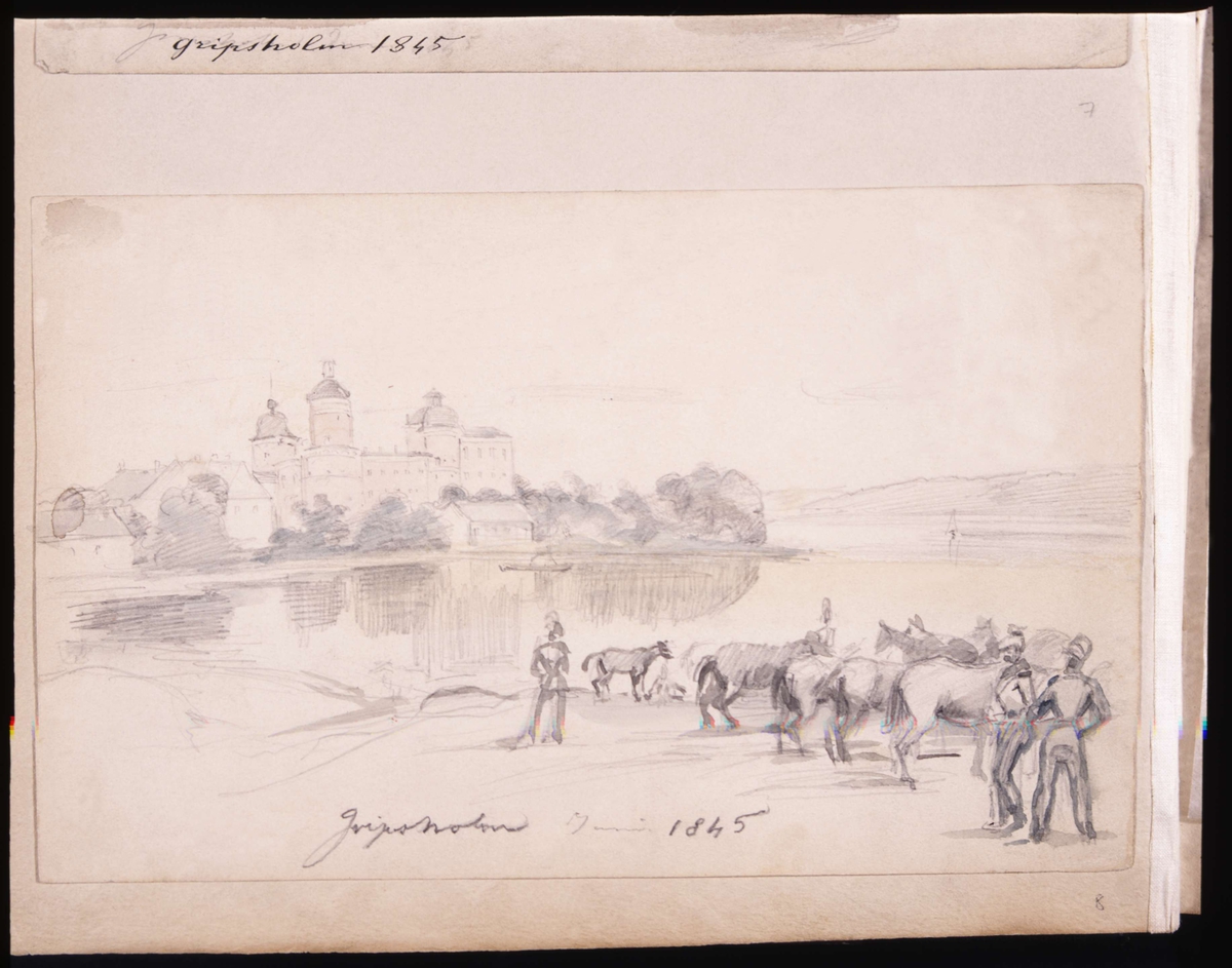 "Gripsholm juni 1845". Skiss av Fritz von Dardel