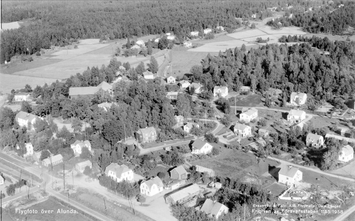 Flygfoto över Alunda, Uppland 1958