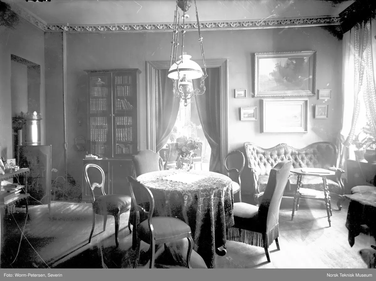 Lindegaars interiørs stuen 2 norsk teknisk museum / digitaltmuseum