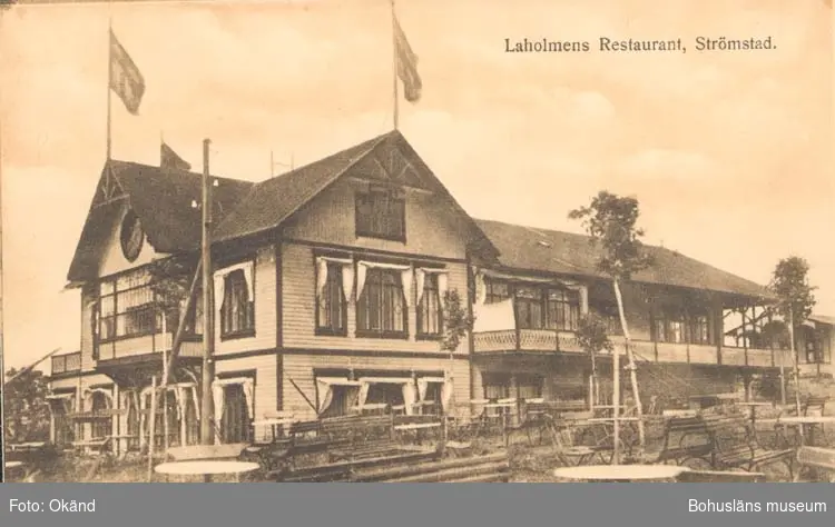 Tryckt text på kortet: "Strömstad. Laholmens Restaurant."