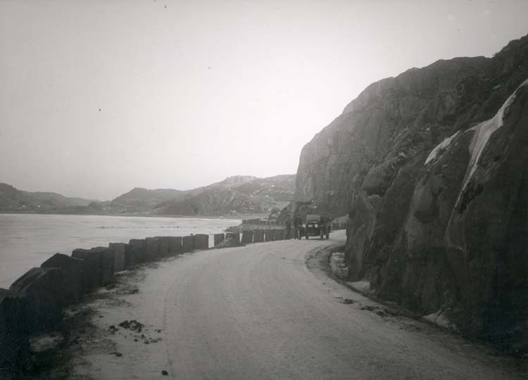 Noterat på kortet: "Bovallstrand."
"Vägen Dingle- B. vid det inre av Bottnafjorden."
"Foto (C15) Dan Samuelsson 1924. Köpt av dens. dec. 1958."