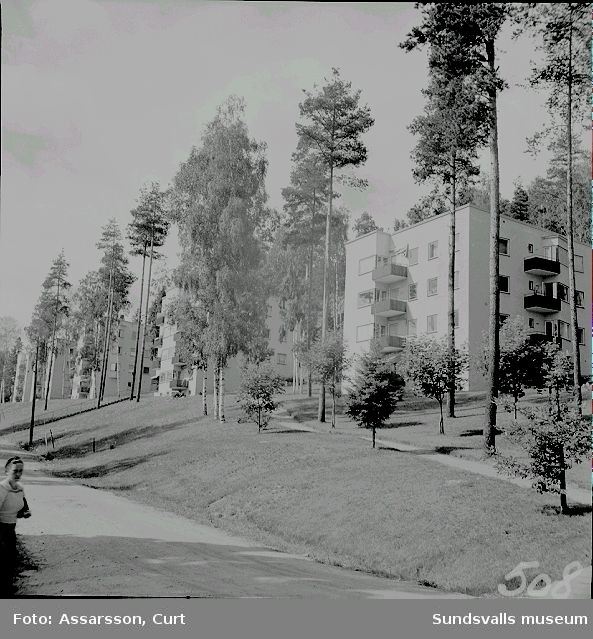 Punkthus, kv. Ararat 7, Bergfotsvägen 2 - 10, uppförda 1944 - 1945. Arkitekt var Oskar Farm och enreprenör Byggnadsfirman Anders Diös.