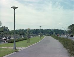 gangvei, strandpromenade, park,  gatebelysning, vei, biler, 