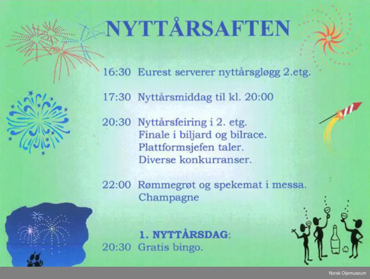 Program for nyttårsaften 2001 på Eldfisk 2/7 B.