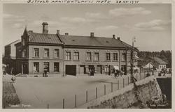 torg, butikk, gatelys, elmast,