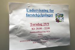 Undervisning i førstehjelp og bruk av førstehjelpsutstyr er 