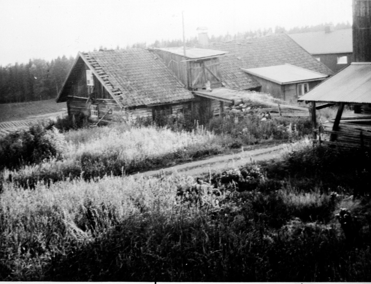 Det gamle tømmerfjøset på Trosterud, Helgøya, som ble revet i 1975.