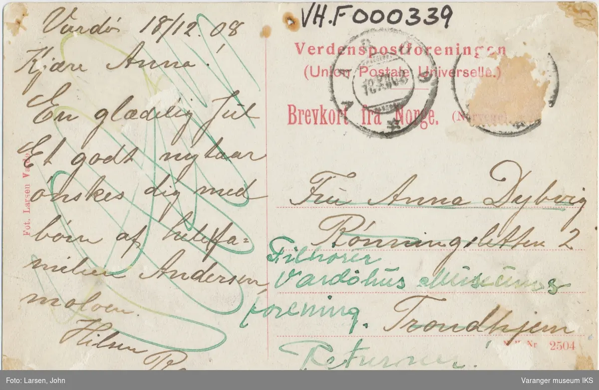 Postkort, agntrafikk på Nordre Våg, passasjerskipet "Imperator Nikolai II" i bakgrunnen