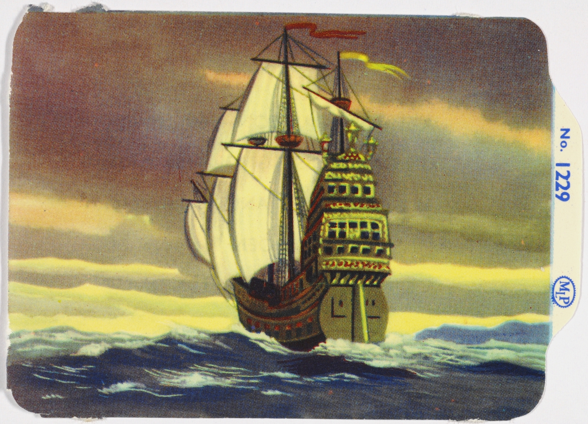Spansk galeas ute på havet med fulle seil.