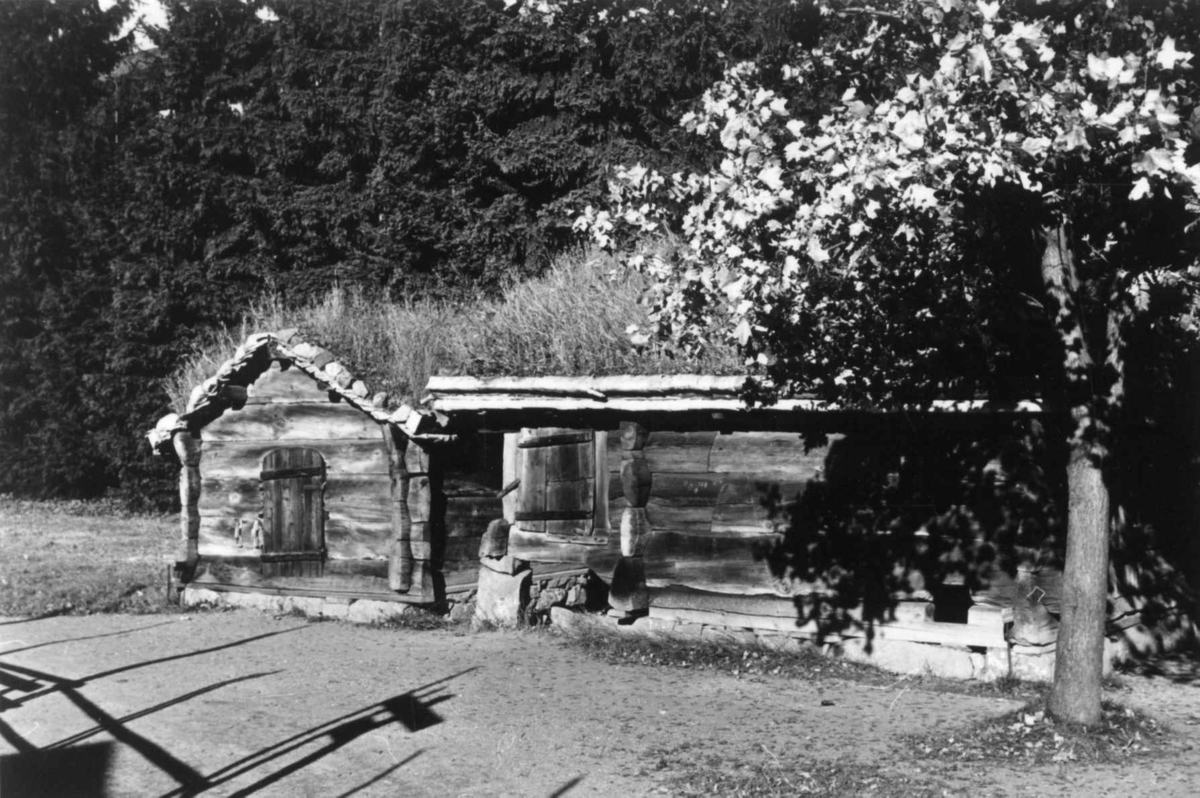 Sauefjøs og stall fra "Suistog"-Øygarden, Arabygdi, Rauland. Fotografert av Unni Fürst, 1960.