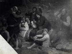 Brudetog gjennom skogen. Detalj av maleri malt av Adolf Tide