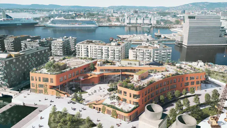 Illustrasjon av Bjørvika skole av Asplan Viak.